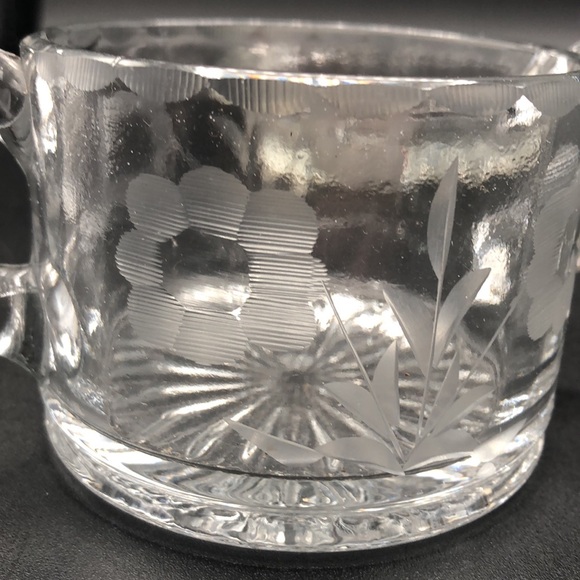 American Brilliant, Vintage Sugar / Creamer,  Wheel Cut, Floral Design with Tray - Picture 7 of 11